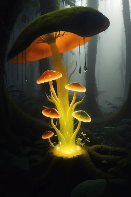 there are many mushrooms that are glowing in the dark