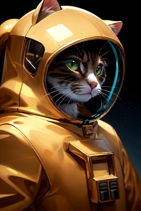 there is a cat in a space suit with a helmet on