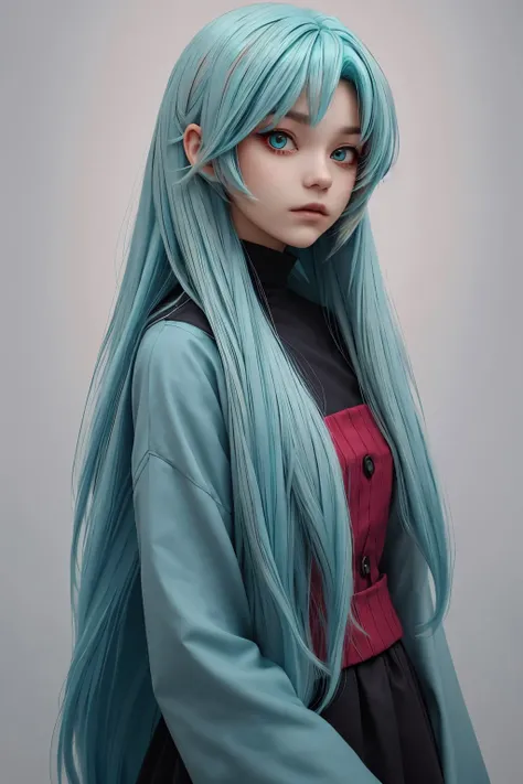 upper body photo of <lora:tenletters_v1:.9> tenletters, focus on face, wearing conservative clothing, her light aqua hair is styled as balayage lob hair,