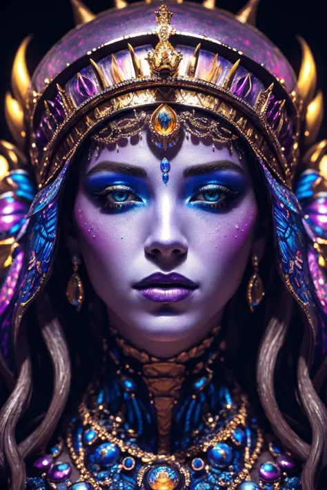 8K, highly detailed, digital photography, painting, medium shot of a (underworld queen) , Nikon d850, F/8, dripping Psychedelic, intricate, perfect lighting, perfect shading, hdr, (photorealistic:1.6)