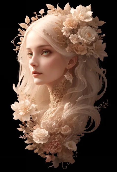 (skeleton like:0.4), ((female ornate princess)), (with white long flowing hair), (bright beautiful eyes), trending on artstation, flowers of hope by Jean-Honor Fragonard, Peter mohrbacher, hyper detailed, insane details, stunning, intricate, detailed, elit...