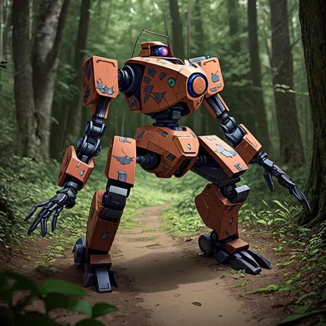 <lora:battlerobot:1> battlerobot, in a forest