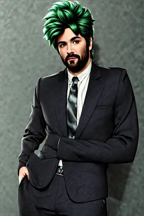 araffe dressed in a suit and tie with green hair