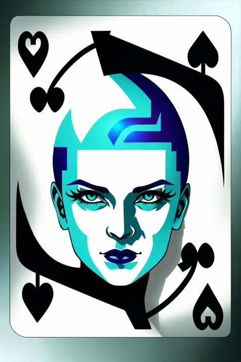 a close up of a playing card with a face of a woman