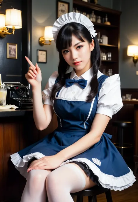 score_9, score_8_up, score_7_up,  1girl (medium full shot) of (gorgeous young woman:1.1) maid japanese with black hair styled in...