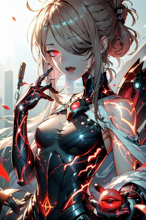 <lora:glowingveins-nvwls-v1:0.8> glowingveins, red theme, screaming, open mouth, (covering one eye, hand over eye, glowing eye:2), facing viewer,, ultra detailed, masterpiece, best quality, aesthetic, detailed,, solo, frown,
1girl, red eyes, <lora:Tsurime3...