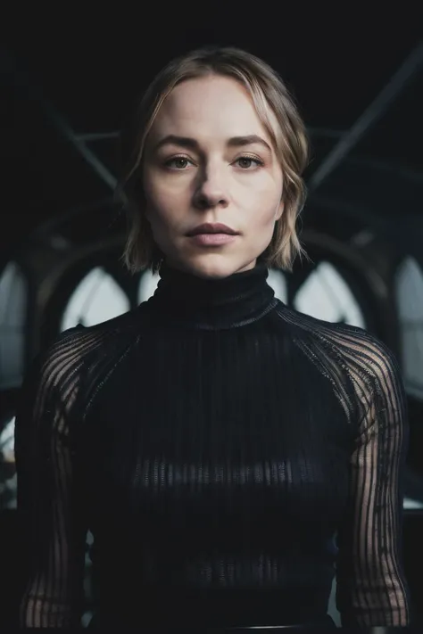 A stunning intricate full color portrait of sarahGold1, wearing a black turtleneck, epic character composition, by ilya kuvshinov, alessio albi, nina masic, sharp focus, natural lighting, subsurface scattering, f2, 35mm