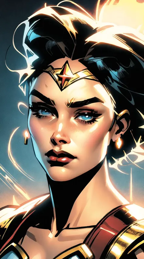 cartoon of wonderwoman, HDR lighting, dramatic lighting, <lora:cartoonerv2:1>