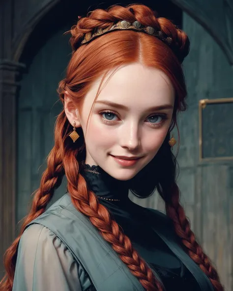 speedpainting (English Tudor period:1.3) (Beauty:1.3) photo of a 18yo, (winsome beautiful:1.2) demure, (English:1.2) Court Lady, __names-english-fictive-fc__, ( Almond eyes, brown color, straight nose, thin lips :1.2), ( Square facial shape, wide jawline, ...