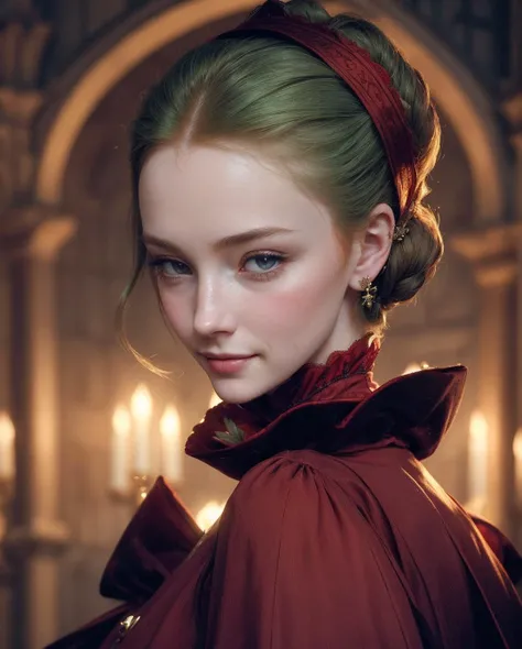 speedpainting (English Tudor period:1.3) (Beauty:1.3) photo of a 18yo, (winsome beautiful:1.2) demure, (English:1.2) Court Lady, __names-english-fictive-fc__, ( Wide-set eyes, green color, narrow nose, thin lips :1.2), ( Long facial shape, angular jawline,...