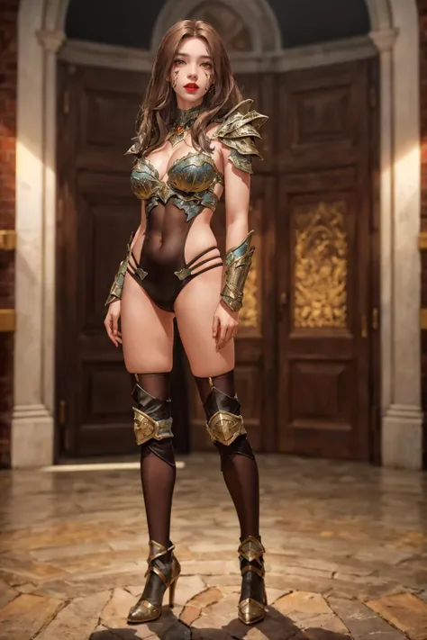 highres,absurdres,masterpiece,best quality,original,extremely detailed CG,extremely detailed wallpaper,perfect lighting,looking at viewer,bare hands,standing on stage,1girl,blurry background,
<lora:Witchblade_V03:0.7>, WitchbladeS,red lips,brown eyes,long ...