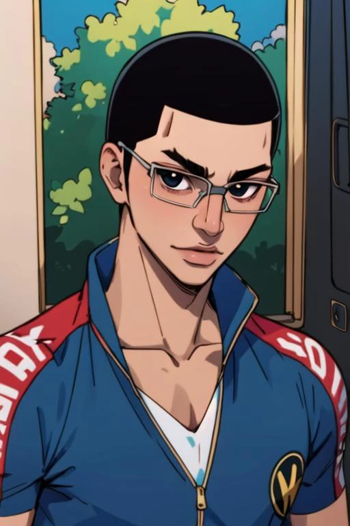 (best quality:1.1), (masterpiece:1.4), illustration, looking at viewer, , depth of field, , (realistic:1.4), 1boy, solo, male focus, <lora:shingo_kinjou:0.88>, shingo_kinjou, black hair, black eyes, short hair, glasses, viking costume, The Kingdom of the U...