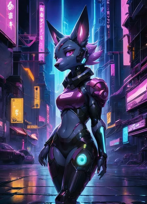 a woman in a futuristic outfit stands in the middle of a city