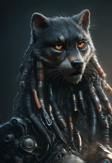 a cat with dreadlocks and a suit of armor