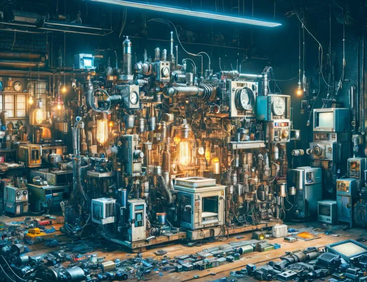 a close up of a room with many different types of electronics