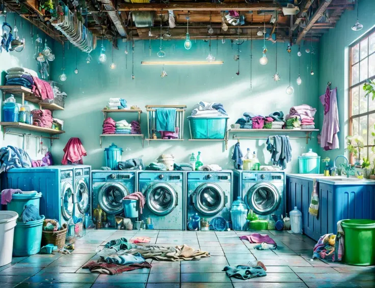 a close up of a room with a bunch of clothes on the floor