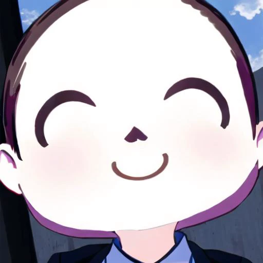 chibiï¼senseiï¼masterpiece, best quality, highly detailedï¼smileï¼manï¼short hairï¼ 
Frowningï¼closed eyesï¼baldï¼small mouth