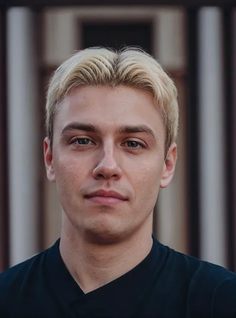 a close up of a man with a black shirt and a black shirt