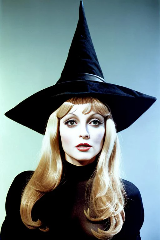 color portrait photo of sh4r0nt4t3 as a evil gothic satanic priestess wearing a wizard hat