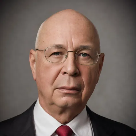 arafed man in a suit and tie with glasses and a red tie