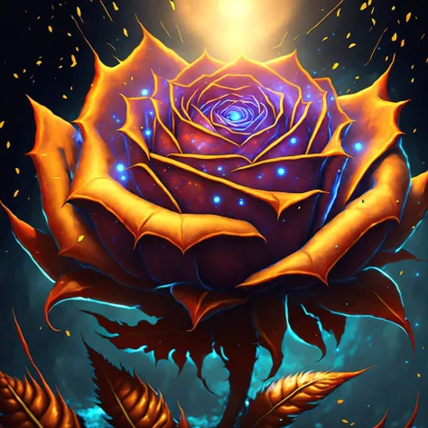 (masterpiece, top quality, best quality, official art, beautiful and aesthetic:1.2), a rose made of galaxy of star under the water, digital art, wlop, (no humans:1.9)