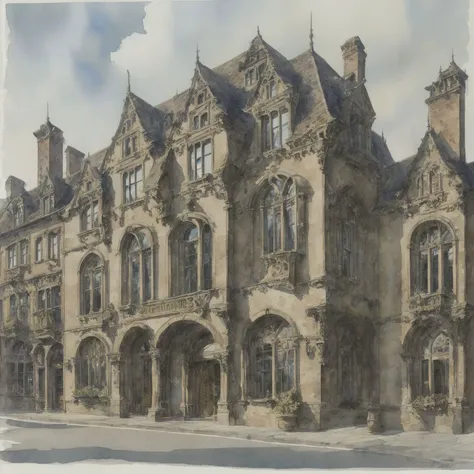 award winning, architecture, scenery, no humans, traditional media, outdoors, building, window, sky, painting, road, lamppost, door, watercolor, insane detail, <lora:RemarkableAustrianWatercolor:0.8>