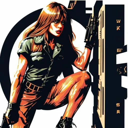 <hypernet:SarahConnorT:1>, (Sarah Connor:1.0), a woman, full height, full body, full body in the frame, full head, hull face, legs completely, feet completely, see feet, (anime), (illustration), cartoon, detailed