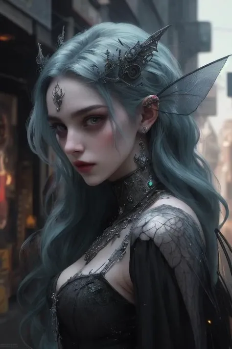 photography of a cute and creepy fairy, perfect face, intricate details, realism, colorful cyberpunk  <lora:å¸è¡é¬¼è´µæ:0.8>