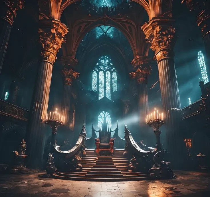 (masterpiece:1.2), (best quality,:1.2), 8k, HDR, ultra detailed, ((photorealistic)), professional light, cinematic lighting, fashion photography, ambient lighting, atmospheric effects, <lora:detail_slider_v4:2>, a long and low! gothic hall, dark! and smoke...