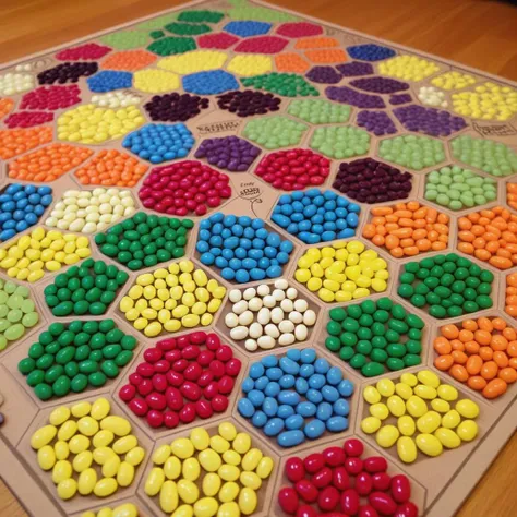 settlers of catan made from jellybeans <lora:Jelly_Beans:0.75>