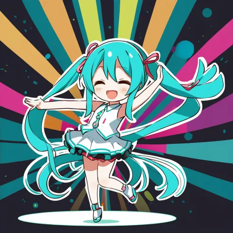 chibi hatsune miku happily dancing