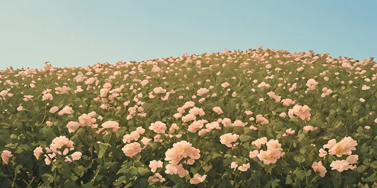 a man standing in a field with a synthesizer and flowers in front of him and a flower arrangement in the middle of the field,flames and flowersphotography,an album cover,purism,<lora:flameflower:1>,