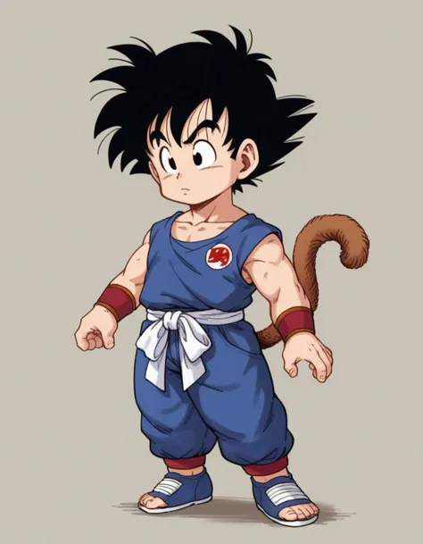 a cartoon of a young gohan with a tail and a tail