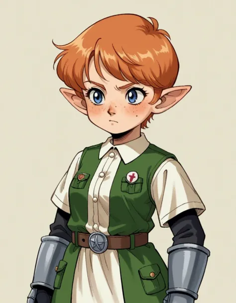 a cartoon image of a young boy with red hair and green vest