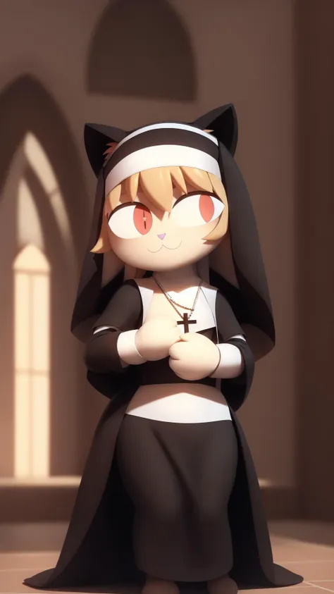 a close up of a cat figure in a nun outfit