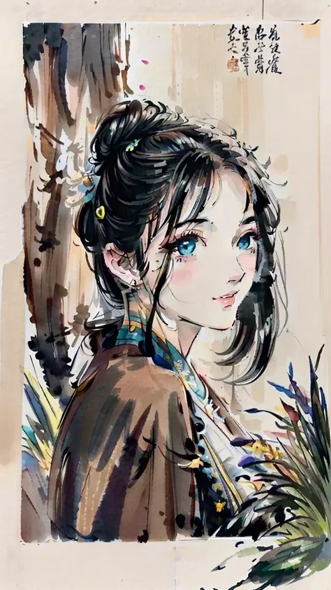 traditional chinese ink painting<lora:Moxin_10:0.7>,flower,butterfly, grass,dawn,near the lake,waterfall, trees,
shukezouma<lora:Shukezouma-1.1:0.3>,Nova,1girl.solo,wearing hanfu, more cloth,breasts,sexy attire, perfect body, jewelry and necklace,[((correc...