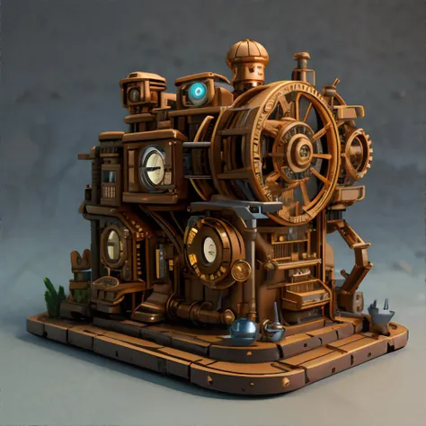 there is a small wooden model of a steam engine