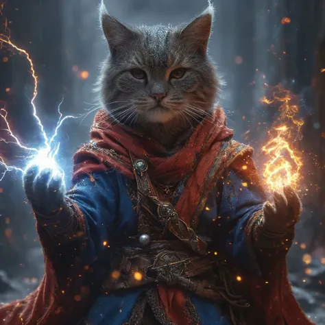 score_8_up,score_7_up,score_6_up,realistic,realistic,raw photography,fullbody,anthropomorphic,Cat image,cat thor god of thunder,cat with hammer in hand,scene from movie thor,,powerful electric thunderball spells,magic,shiny,cinematic,atmospheric,amazing fa...