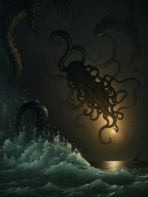 there is a giant octopus that is floating in the water