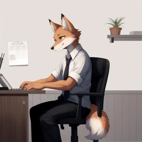 a chartered_accountant sitting behind their desk, ð¦