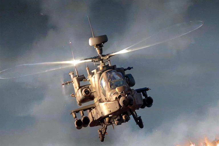 analog gloomy aerial photo of an (Apache helicopter, <lora:ap4ch3:1>), ((nighttime)), (flying over Vietnam jungle (on fire) at night), (explosions on the ground), heavy rain, (tracer gunfire), High Detail, Sharp focus, (photorealism), realistic, best quali...