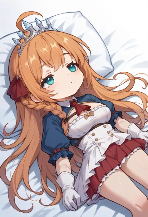 anime girl laying in bed with a stuffed animal