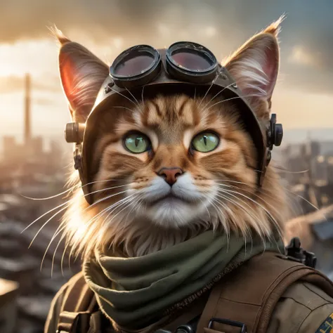 (Highest Quality, 4k, masterpiece:1.1), (realism, photorealistic:1.4), ray traced, hyper realism, soft lighting, detailed background, film grain, (detailed fur texture:1.3),
BREAK
((furry:1.3) cat girl), ((wearing post apocalyptic outfit:1.2)), ((medium br...