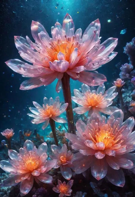 there are many pink flowers that are growing in the water