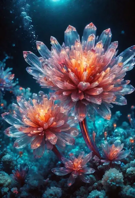 flowers are floating in the water with bubbles of water