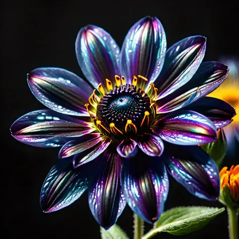 close up of a beautiful flower,(black backround),bokeh,studio photo,sharp focus,highly detailed,ral-oilspill,<lora:ral-oilspill-sdxl:1>,