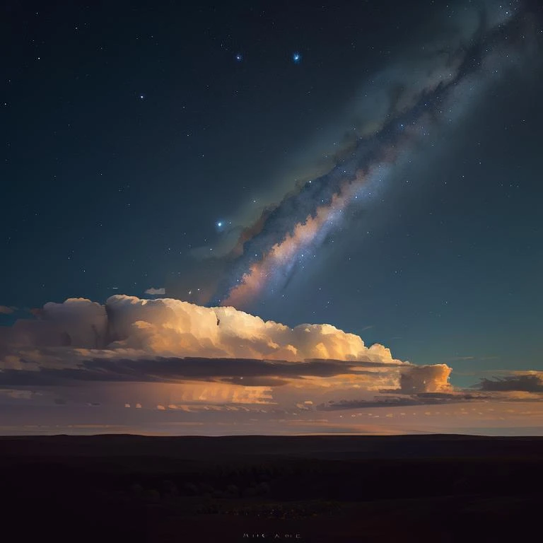 a view of a large cloud with a star in the sky