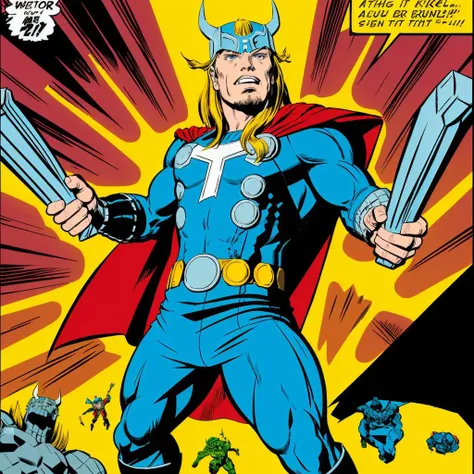 <lora:jackkirbyv2:1> in the style of jack kirby, thor