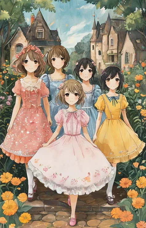 masterpiece,best quality,<lora:tbh143-sdxl:0.8>,idolmaster cinderella girls,illustration,style of Alice Provensen,