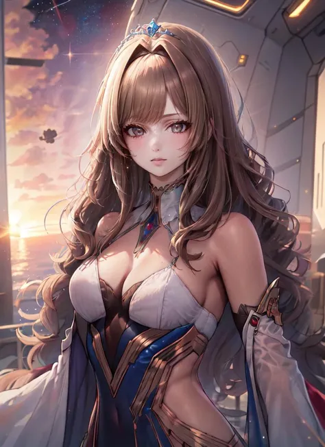 ((best quality)), ((highly detailed)), masterpiece, , (1girl), Perspective control, upper body, <lora:hairdetailer:.8>, princess, ((very long hair)), <lora:big_hair-1.0:1>, big hair, curly hair, light brown hair, large dress, (maxidress), <lora:EraseGroinS...